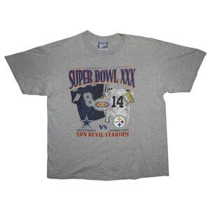 Vintage 1996 Steelers Cowboys Super Bowl XXX T-Shirt XL Aikman O'Donnell Jersey